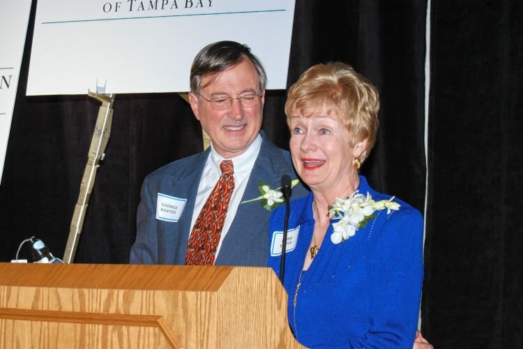 George and Debbie Baxter at a 2005 Community Foundation of Tampa Bay donor dinner where the then- recently retired founders were honored