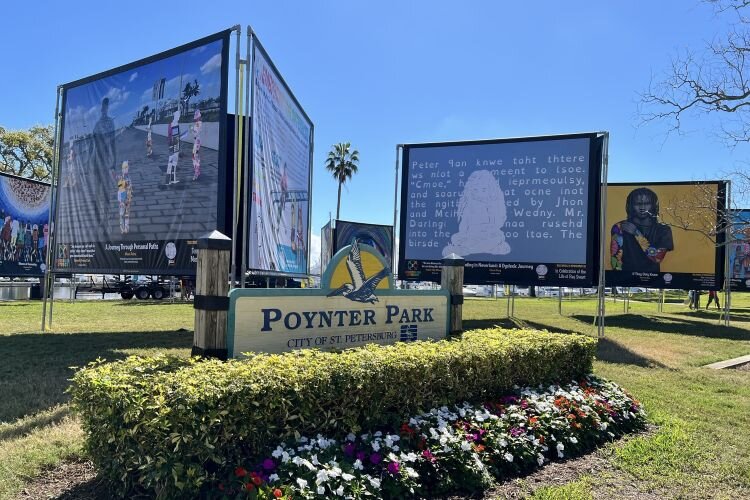 "Embracing Our Differences," an exhibit of billboard-sized artwork exploring themes of kindness, inclusiveness, and understanding, is on display at Poynter Park in St. Petersburg through March 31st and Bayfront Park in Sarasota through April 13th.