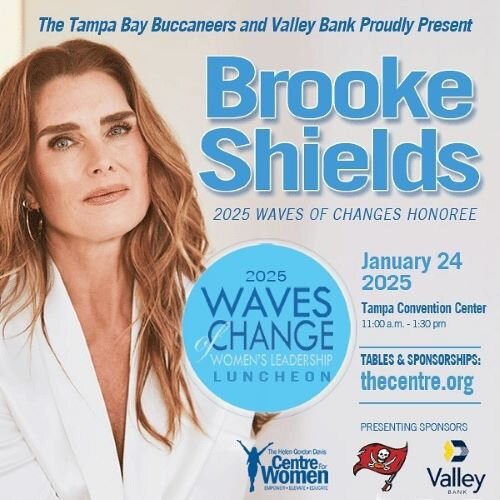 Brooke Shields is the national honoree and featured speaker at the Helen Gordon David Centre for Women's 2025 Waves of Change luncheon in January.