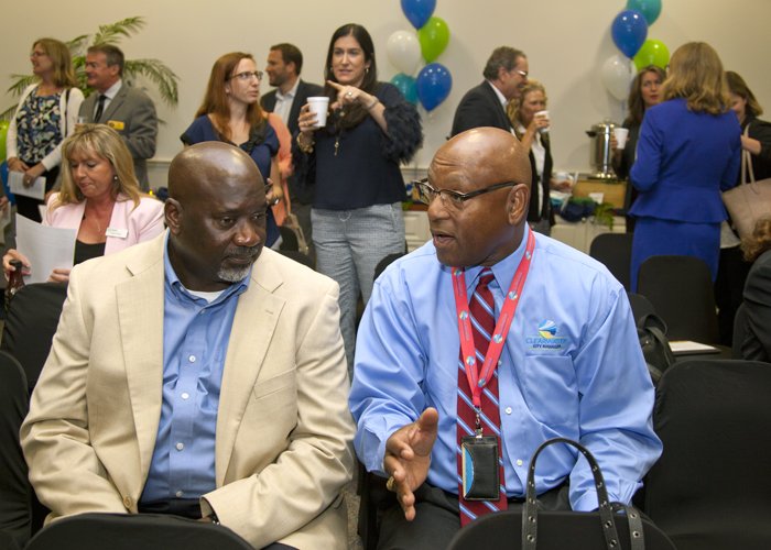 Darryl Henderson, VP of Public Policy and Bus., Devel., at the Clearwater Chamber of Commerce and William Horne II City Mngr., of Clearwater at the signing.