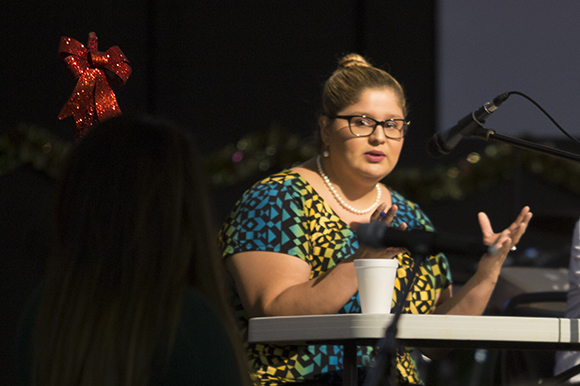 Julia Sarmiento speaks at the Not Your Average Speakers event in Wimauma.