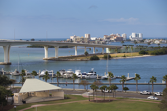 View of the Charles Wharton Johnson Pavilion at Coachman Park.
