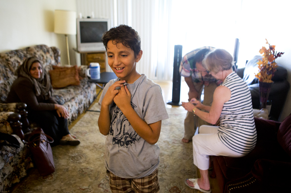 Omar Aljajea, 9, at home in Tampa.