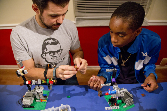 Big Brother John Fontana and spends time with little brother Isaiah Hopkins at Bricks 4 Kids in Tampa.