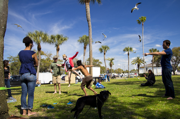 Slackline at Saturday Morning Market.