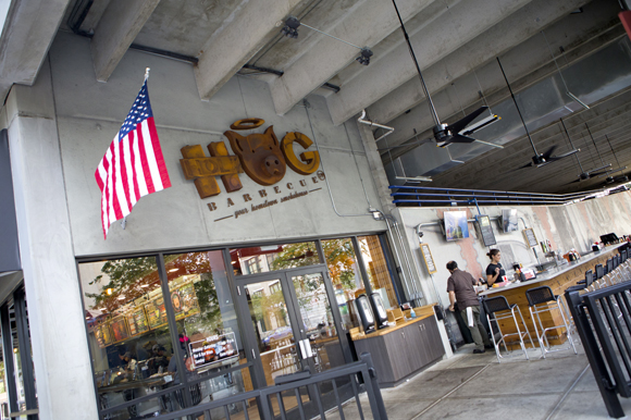 Holy Hog BBQ's newest location at the corner of Kennedy Blvd. and Franklin St.