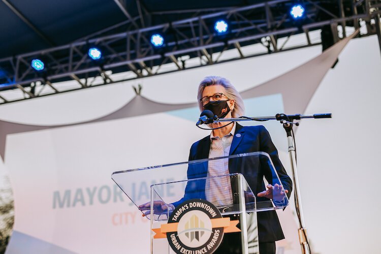 Tampa Mayor Jane Castor addresses the audience at the Urban Excellence Awards.