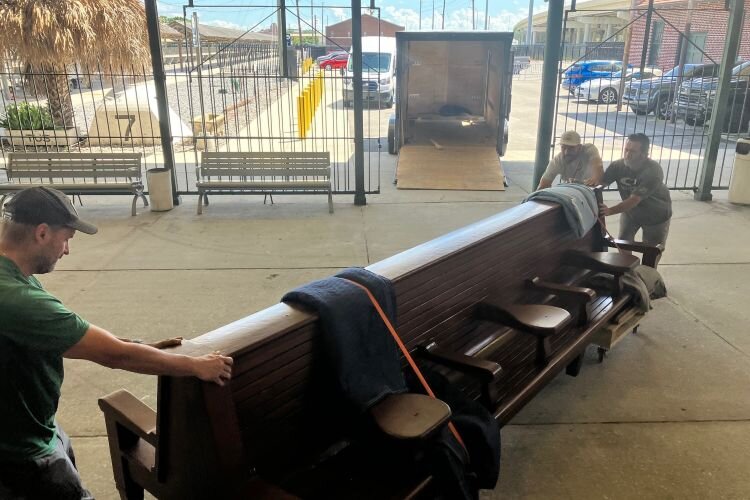 Tampa Union Station now has a pair of restored antique train station waiting room benches