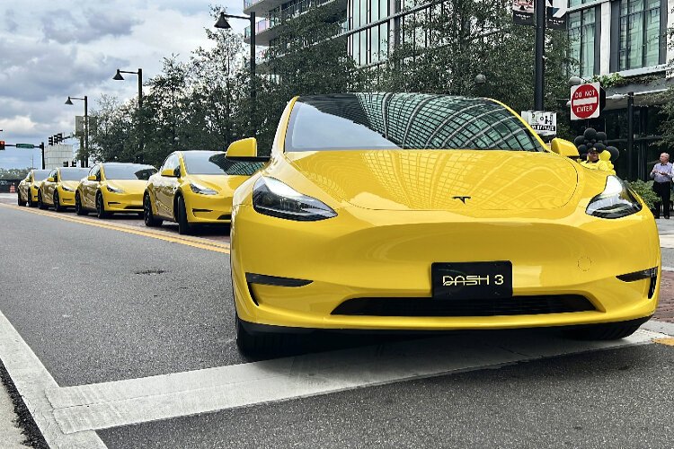 The Tampa Downtown Partnership's DASH shared ride service debuts October 12th with its fleet of bright yellow Tesla Model Y vehicles.