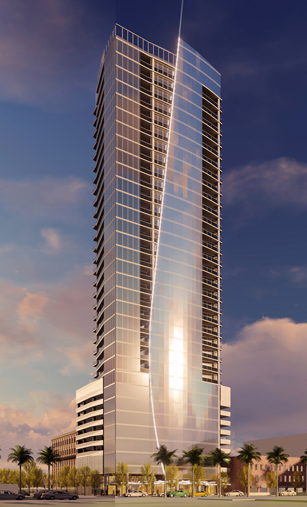 A rendering of the Arris Tampa condo tower planned downtown.