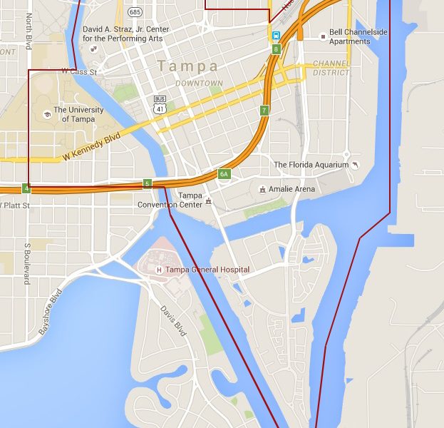 A free downtown Tampa shuttle service is expected to begin operation this fall within the red boundaries.
