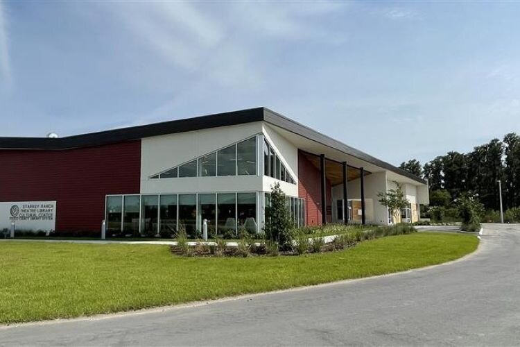 Starkey Ranch Theatre Library Cultural Center in Odessa is a library, performing arts space, school facility, events venue, and a community hub where people connect