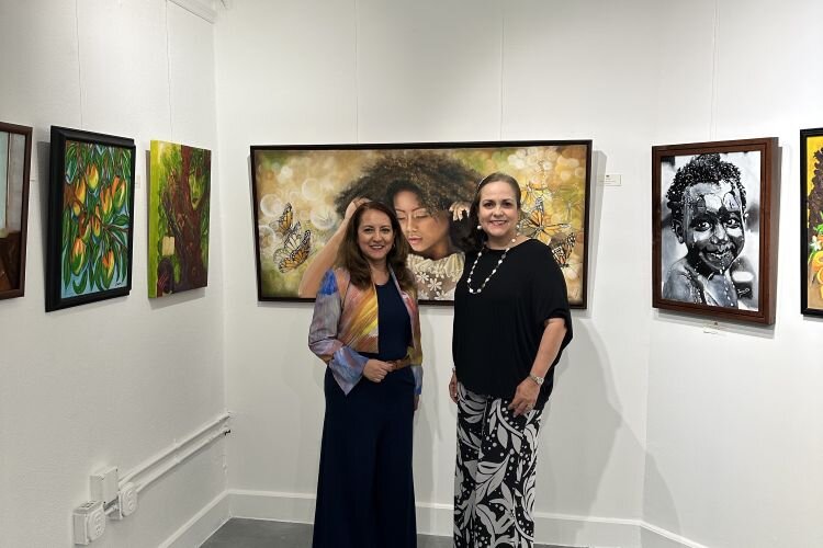 Coaltion of Hispanic Artists President Nelcy Baltz and Immediate Past President Imelda Dutton in the CHA's new gallery at Kress Contemporary in Ybor City.
