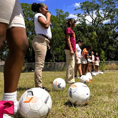 Ferrell Girls Preparatory Academy students line up for a drill