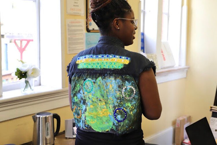 Jacinda models an outfit she designed for Tampa Connect Fashion Week's Community Youth Fashion Walk.
