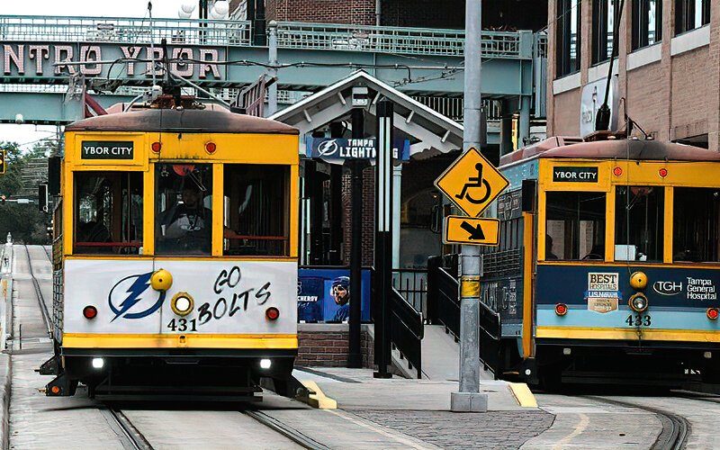 The TECO line streetcar operates free of charge for passengers from Ybor City Historic District to the Channel District in Tampa.